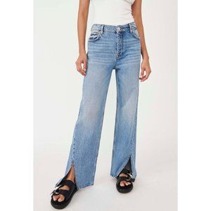 NWT Free People Long Lines Slit Straight Jean / Vintage Light